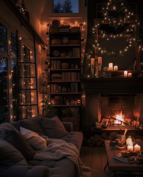 Cosy Reading Room, Fireplace Aesthetic Cozy, Hermit Lifestyle, Warm Cozy Room Aesthetic, Temporary Bedroom, Warm Candles, Cozy Images, Warm And Cozy Aesthetic, Cozy Home Ideas