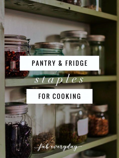 With all that’s going on with social distancing and home isolation, I thought it might be helpful to share a list of pantry staples – essential ingredients to have on hand in your pantry, fridge, and spice cabinet for cooking and making recipes. In case it helps with your shopping and meal planning, here are the items I recommend having on hand for home cooking. Click to get the simple staples and spice staples lists on FabEveryday.com. Essential Spices To Have, Pantry Staples List, Fridge Staples, Fridge Essentials, Baking Soda And Honey, Pantry Fridge, Homemade Chicken Stock, Spice Cabinet, Cooking Ingredients