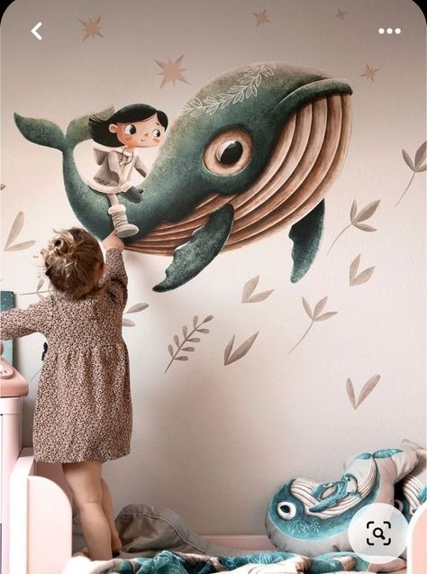 Whale Wall Art, Whale Illustration, Kids Room Murals, Nursery Room Inspiration, A Whale, The Whale, Beginner Painting, Kids Room Design, Advertising Agency