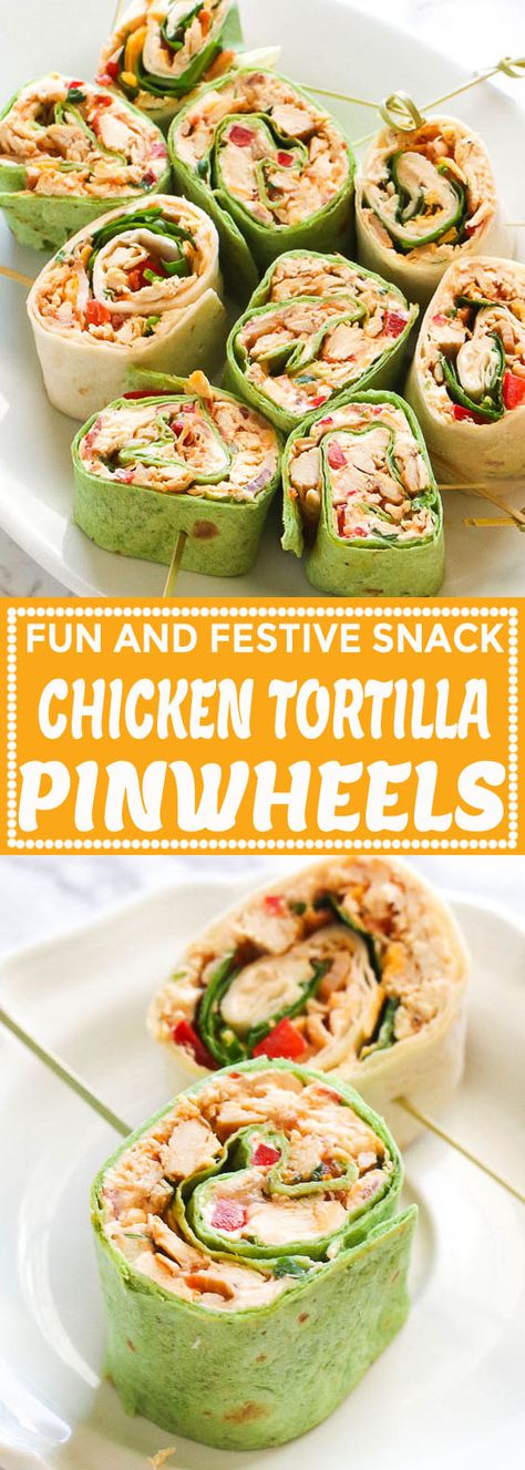 Chicken Tortilla Pinwheels - Immaculate Bites #easyrecipe #appetizers #rollups #pinwheels #partyfood #chicken #recipes #tortillas #snackideas Grilled Chicken Pinwheels, Chicken Tortilla Pinwheels, Chicken Cream Cheese, Tortilla Pinwheels, How To Make Tortillas, Spring Brunch, Duck Recipes, Rotisserie Chicken Recipes, Delicious Snacks