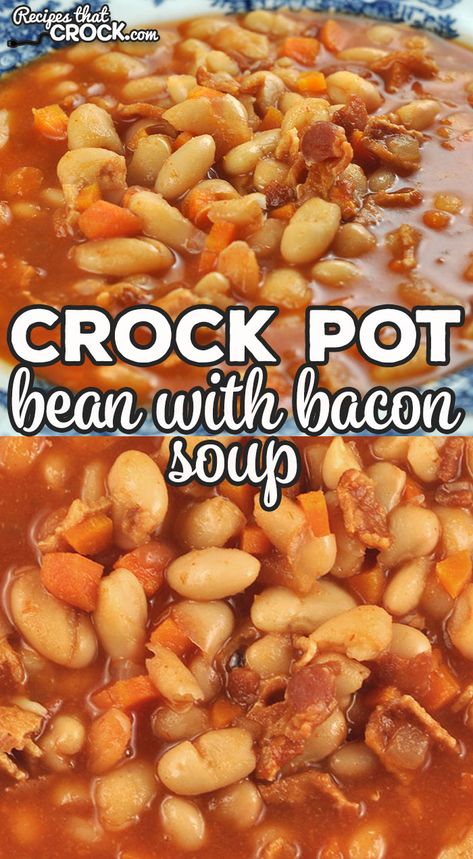 Bean And Bacon Soup Crockpot, Bean With Bacon Soup Recipe, Bean With Bacon Soup, Bean Soup Crockpot, Bacon Soup Recipes, Planned Meals, Bean And Bacon Soup, Hair Headpiece, Slow Cooker Beans