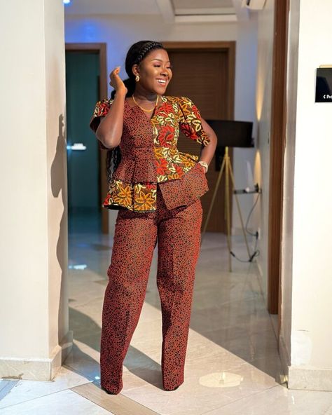 Ankara Trouser and Tops Trouser And Top Ankara Styles, Ankara Trousers And Top For Ladies, Top And Trousers Outfit Ankara, Ankara Trousers And Top For Women, Trouser And Top For Ladies, Design Trousers, Ankara Trousers, Ankara Jumpsuit, Ankara Tops