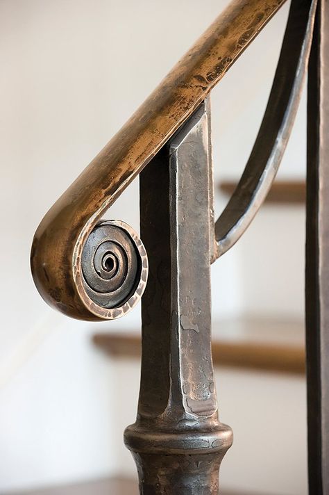 Rustic Chic Staircase, Hammered Iron Stair Railing, Blacksmith Railings, Iron Stairs, Stairs Railing, Wrought Iron Stair Railing, Rustic Stairs, Modern Stair Railing, Handrail Design