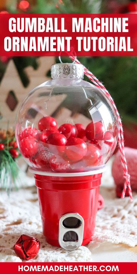 Gumball Machine Ornament, Whoville Decor, Gumball Machine Craft, Starbucks Crafts, Christmas Ball Ornaments Diy, Diy Gumball Machine, Free Printable Crafts, Farmhouse Ornaments, Organize Craft Supplies