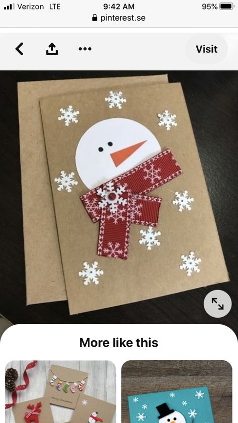 Easy Christmas Crafts For Toddlers, Crafts Simple, Cute Christmas Cards, Christmas Crafts For Toddlers, Christmas Cards Kids, Simple Christmas Cards, Snowman Cards, Diy Snowman, Homemade Christmas Cards