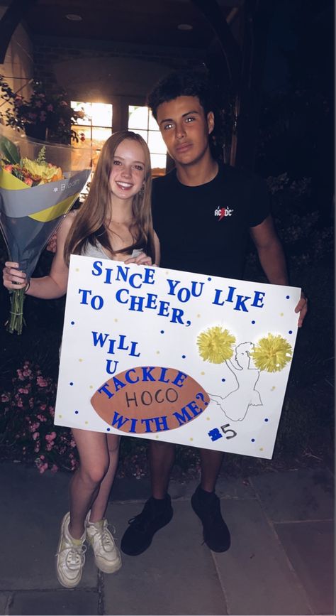 Hoco Cheer Proposals Ideas, Cheer Homecoming Proposals, Cheer Hoco Signs, Cheer Hoco Proposals, Prom Poster, Hoco Posters, Hoco Signs, Cute Hoco Proposals, Happy Crying