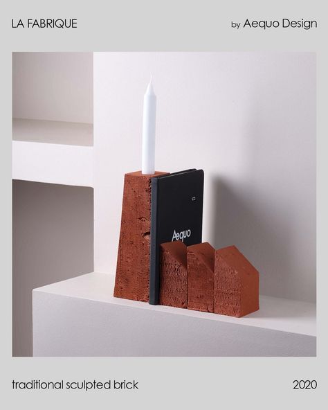 La Fabrique, by Aequo Design is a set made up of several elements forming a small factory that can be used as a candle holder and/or bookend. This creation is made in the Aequo workshop located in Douai, France: local, careful and reasoned production. Each brick is unique, the designers use them as they are, with their flaws, their rough edges, their trademarks, their history. • Coming soon on Perlo ! • By @aequo.design , photography by @studio.b.helle • #design #brutalistdesign #brick #brut... Brutalist Design, Design Photography, Bookends, Candle Holder, Candle Holders, Candles, Canning, France, History