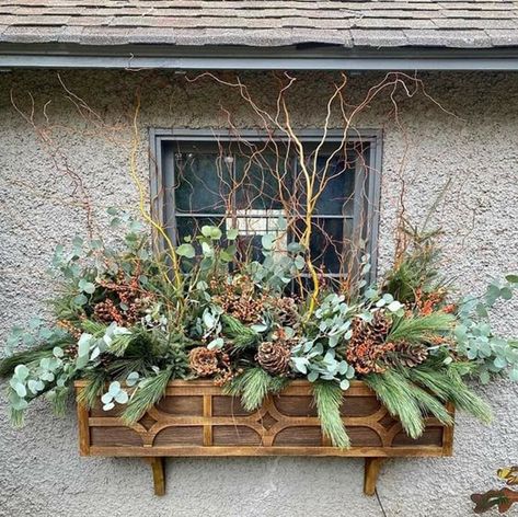 Holiday Window Boxes, Winter Curb Appeal, Holiday Planters, Winter Containers, Christmas Window Boxes, Winter Window Boxes, Fall Window Boxes, Winter Planters, Outdoor Christmas Planters