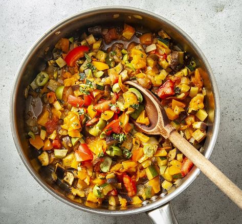 Recipe: Stovetop Ratatouille Squash Zucchini, Ratatouille Recipe, French Summer, Summer Produce, Yellow Summer Squash, Vidalia Onions, French Classic, Vegetable Stew, Summer Dishes