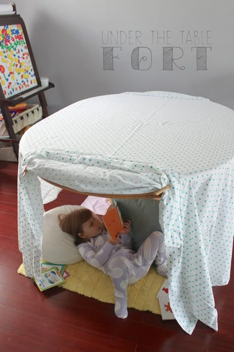 Under the Table Fort | Mama Papa Bubba Indoor Forts, Diy Fort, Play Fort, Indoor Tents, Kids Forts, Indoor Activities For Toddlers, Blanket Fort, Kids Tents, Baby Activities