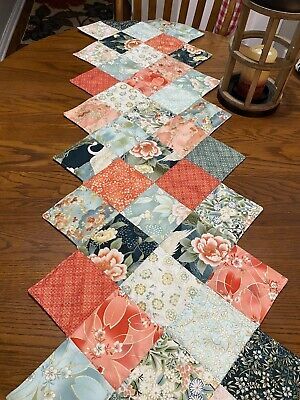 Handmade Quilted Table Runner/Topper/Mat - 18 1/2 X 57 Inches. Multiple Colors.  | eBay Free Table Runner Quilt Patterns Sweet Pea Machine Embroidery, Diagonal Table Runner, Placemats And Table Runners, Scrap Fabric Table Runner, Scrappy Table Runners, Pole Twist Table Runner, Sewn Table Runner, Charm Pack Table Runner Pattern, Easy Quilted Table Runners