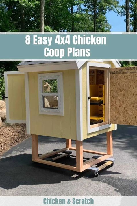 8 Easy 4x4 Chicken Coop Plans to DIY Over the Weekend 4x4 Chicken Coop, 4 Chicken Coop, Easy Diy Chicken Coop Plans, Chicken House Diy, Pallet Backyard, Simple Chicken Coop Plans, Coop Layout, Chicken Coop Building Plans, Chicken Coop Designs Diy