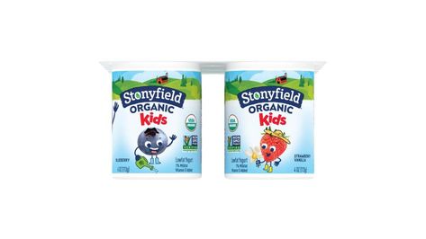 3 strawberry vanilla. 3 blueberry. USDA Organic. Certified Organic by QAI. Lowfat. 1% milkfat Vitamin D added. 35% less sugar than the leading kids yogurt. Non-GMO Project verified. nongmoproject.org This unit not labeled for individual sale. Grade A. Storyfield.com. What's on your kid's playing field? When you support Stonyfield you help make every playing field in America Organic and free from the use of harmful pesticides. Learn more at Stonyfield.com/playfree. (hashtag)PlayFree. | Stonyfield Organic Low Fat Kids Strawberry Vanilla Blueberry Yogurt (24 oz) | Wegmans Low Fat Yogurt, Giant Food, Vanilla Yogurt, Yogurt Cups, Low Fat, Yogurt, Dairy, Vanilla