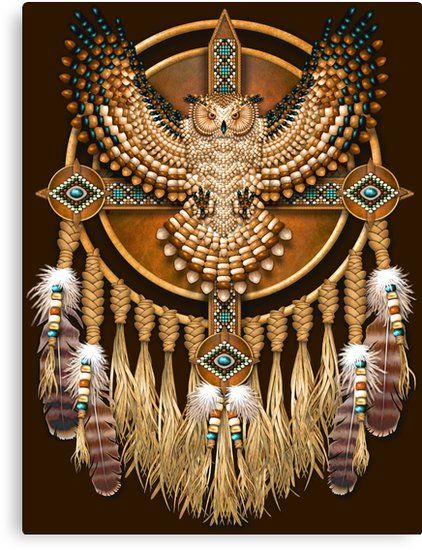 Owl Mandala, Dream Catcher Decor, Dream Catcher Native American, Native American Symbols, Mandala Canvas, Native American Artwork, American Symbols, American Pattern, Native American Beadwork