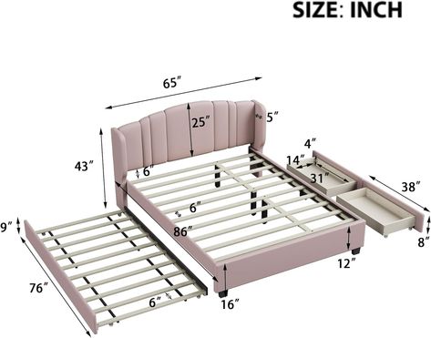 Amazon.com: SOFTSEA Full Upholstered Bed with Trundle, Full Platform Bed with Tufted Headboard for Kids Teens Guests, Linen Fabric, Twin Trundle Bed, No Box Spring Needed, Grey : Everything Else Linen Bed Frame, Twin Bed With Trundle, Full Bed With Trundle, Full Size Upholstered Bed, Girls Bed, Twin Trundle Bed, Colorful Headboard, Girl Bed