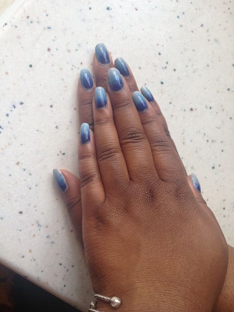 Blue Ombré Nails Blue Ombre Nails Oval, Navy To Light Blue Ombre Nails, Ocean Blue Ombre Nails, Dark Blue To Light Blue Ombre Nails, Blue Glitter Gradient Nails, Blue Ombre Nails, Blue Ombre, Ombre Nails, Nails