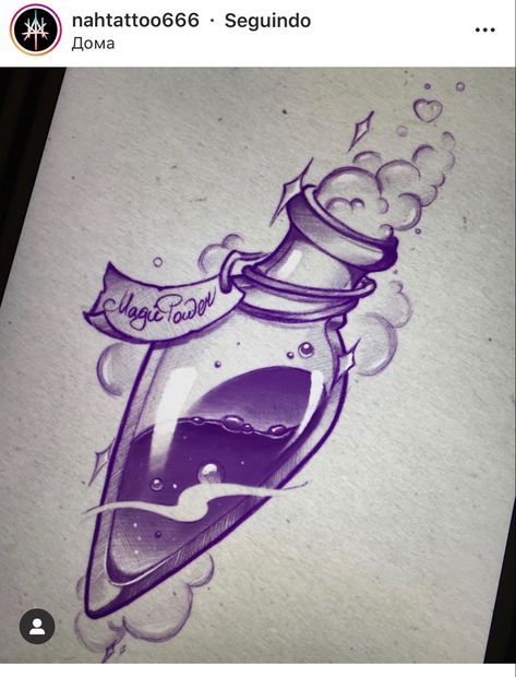 Magic Themed Tattoo, Poison Vile Tattoo, Poison Bottle Tattoo Design, Glass Bottle Tattoo, Aqua Tofana Tattoo, Honey Bee Tattoo, Felix Felicis, Flash Ideas, Bottle Tattoo