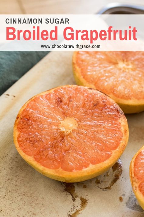 Broiled Grapefruit with Brown Sugar and Cinnamon. An easy, healthier dessert recipe #grapefruit #dessert Grapefruit Dessert, Broiled Grapefruit, Low Fat Vegan Recipes, Grapefruit Tea, Grapefruit Recipes, Coconut Ginger, Fall Baking Recipes, Food Doodles, Easy Baking Recipes