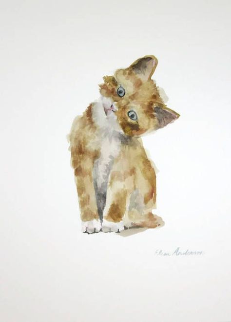 ORIGINAL watercolor painting, Cat watercolor, cat painting, Ginger kitten painting, Baby Nursery, Wall Art, Wall Decoration, Kitten painting #CatWatercolor Watercolor Cat Painting, Kitten Painting, Ginger Kitten, Baby Nursery Wall Art, Cat Watercolor, Drawing Animals, Painting Cat, Cat Sketch, In The Zoo