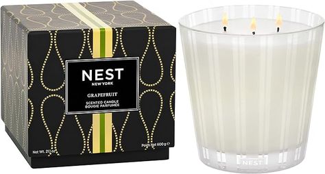 NEST Fragrances NEST03GF002 3-Wick Candle- Grapefruit , 21.2 oz Bamboo Candle, Organic Candles, Classic Candles, Lemon Mint, Jar Candles, 3 Wick Candles, Citrus Scent, Home Scents, Votive Candle