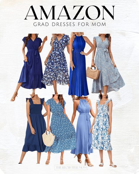 2024 graduation gifts, blue graduation dress for moms, graduation dress, graduation outfit inspo, midi dress, amazon dress, amazon fashion, blue floral dress Mom Of The Graduate Outfit, Mom Graduation Dress, Mom Outfit For Graduation, Dresses For Moms To Wear To Graduation, Mother Graduation Outfit Mom, Parents Graduation Outfit Mom, Mom Of Graduate Outfit, Graduation Outfit Mom, What To Wear To Graduation Ceremony Mom