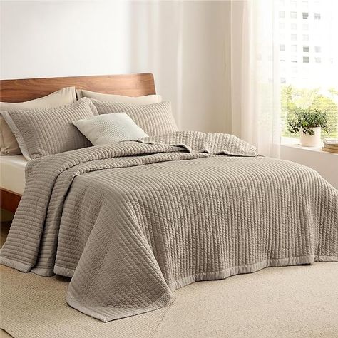 Amazon.com: Bedsure Light Taupe Bedspread Coverlet King Size - Lightweight Soft Quilt Bedding Set for All Seasons, Corduroy Pattern Quilt Set, 3 Pieces, 1 Quilt (106"x96") & 2 Pillow Shams (20"x36"+2") : Home & Kitchen Quilted Coverlet Overstock, Taupe And Grey Cali King Quilt, King Size Green Quilt, Twin Size Quilt Cream, Farmhouse Quilt Bedding Bedroom Bed Bath & Beyond, Quilt Sets Bedding, Quilt Sets, King Size, 3 Piece