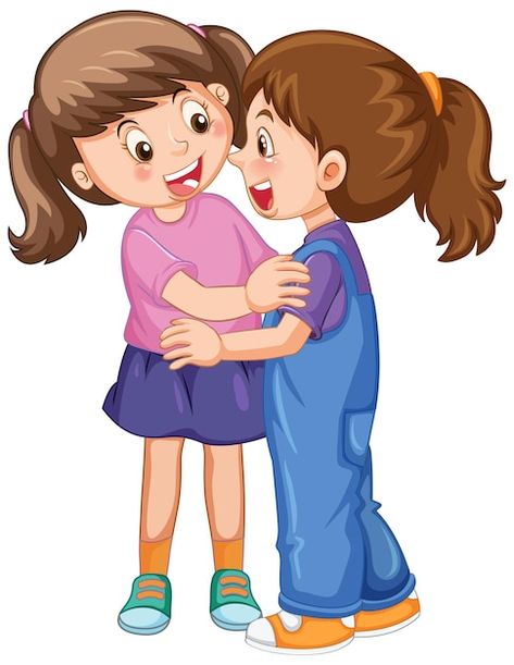 Hugging Cartoon, Hug Cartoon, Hugging Drawing, Kids Hugging, Big Gift Boxes, Sisters Drawing, Friends Hugging, Watch Wrestling, Kids Memories