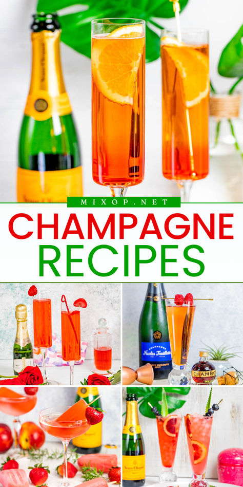 Elevate your celebrations with this classic Champagne recipes! These alcoholic mixed drinks are combined with champagne for a fun party cocktail that’s practical and easy to prepare. It’s the go-to choice for any festive occasion! Sorbet Champagne, Champagne Recipes, Pomegranate Mimosa, Classic Mimosa, Popular Cocktail Recipes, New Year's Eve Food, Easy Party Drinks, Party Drink Recipes, Fun Cocktail Recipes