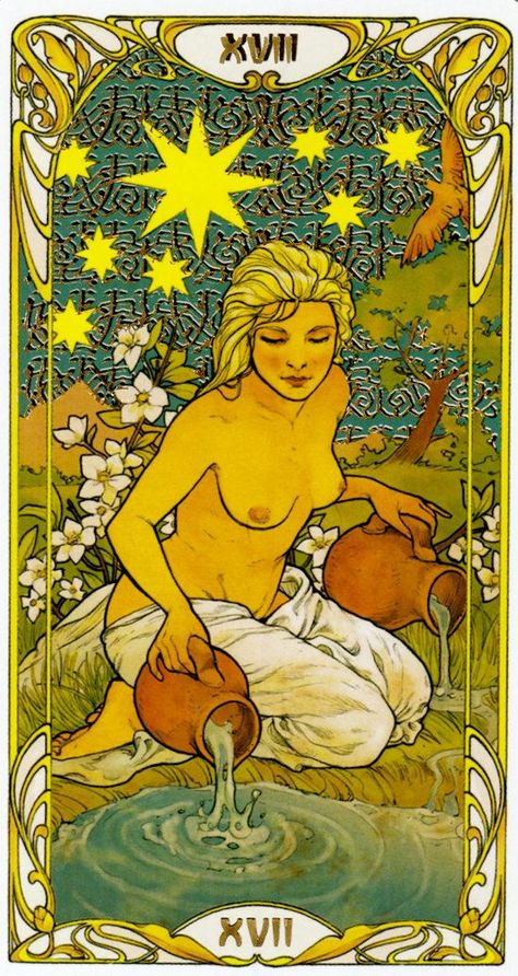 - Card from Golden Art Nouveau Tarot Albert Durer, Art Nouveau Tarot, Tarot Cards Art Illustration, Tarot Decks Art, All Tarot Cards, Golden Art, Rider Waite Tarot, Tarot Major Arcana, Free Tarot