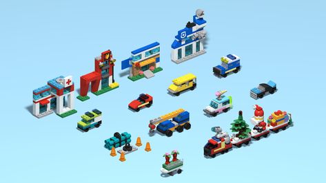 Lego Micro Builds, Police Truck, Modern Muscle Cars, City Vehicles, Lego Micro, Micro Machines, Fire Chief, Parade Float, Drawing Cartoon Characters