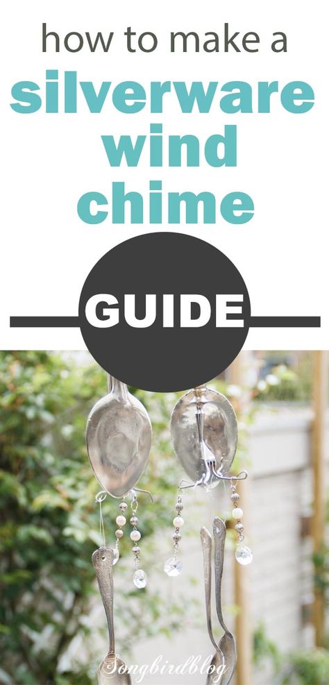 Follow this guide to create your own wind chime out of vintage silverware. Making this whimsical garden charm is so much fun and not that hard with this tutorial. Silverware Windchimes Diy, Vintage Silverware Crafts, Silverware Windchimes, Windchimes Diy, Wind Charm, Recycled Silverware, Creative Backyard, Silverware Crafts, Wind Chimes Craft