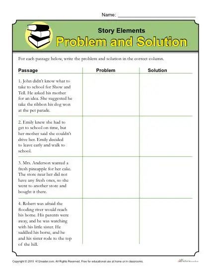 Problem And Solution Worksheet, Problem Solution Activities, Story Elements Worksheet, Walk To School, Environmental Problem, Problem Solution, Story Elements, Problem And Solution, Grade 3