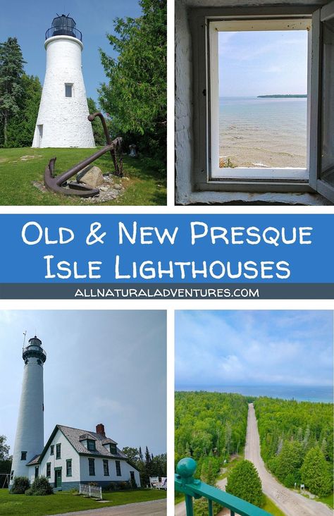 Stunning Views At The Old & New Presque Isle Lighthouses - Michigan Presque Isle Michigan, Lake Lighthouse, Eastern Michigan, Presque Isle, Beautiful Lighthouse, Lake Huron, Interesting History, Beautiful Architecture, Great Lakes