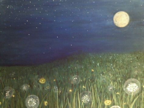 Dandelion Field Dandelion Field Drawing, Dandelion Field Painting, Field Of Dandelions Painting, Dandelion Aesthetic, Dandelion Drawing, Dandelion Field, Max Aesthetic, Sketch Board, Dandelion Painting