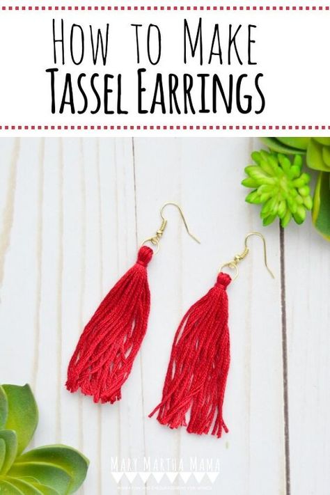 Tassle Earrings Diy, Making Earrings Diy, Make Your Own Earrings, Diy Tassel Earrings, Homemade Earrings, How To Make Tassels, Mary And Martha, Jewelry Connectors, Jewelry Making Earrings