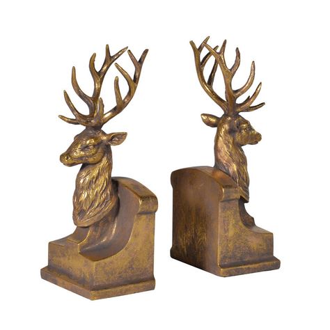 pair of stags bookends by out there interiors | notonthehighstreet.com French Accessories, Bookends Vintage, Decorative Bookends, Vintage Bookends, French Style Homes, Stag Head, Gold Book, Small Item Storage, Shabby Chic Interiors