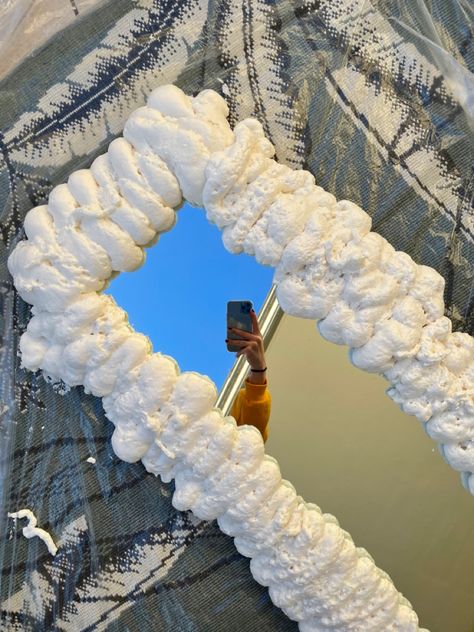 Spray Foam Mirror Diy, Spray Foam Mirror, Diy Spray Foam, Foam Mirror, Foam Diy, Diy Sprays, Spray Foam, Diy Mirror, House Inspo