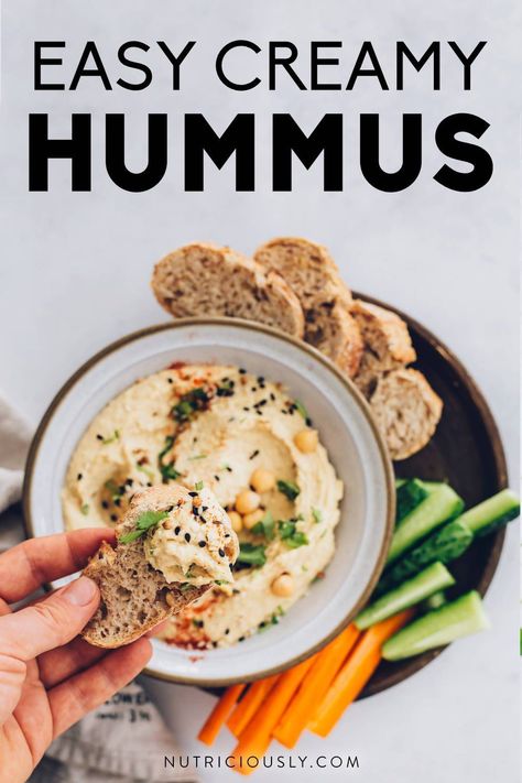 Easy Dinner Appetizers, Sprouted Hummus Recipe, Mediterranean Hummus Recipe, Chickpea Hummus Recipe, Vegan Oil Free Recipes, Healthy Tailgate, Colorful Snacks, Garlic Hummus Recipe, Snacks Easy Healthy