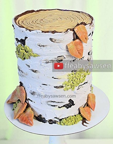 Hi all, It’s been a while since I posted here, I thought I would for my latest tutorial video – how to make a realistic birch tree stump cake using buttercream, with no special piping tips. Every part of this cake is decorated in pure buttercream... Tree Stump Cake Tutorial, Stump Cake Tutorial, Birch Tree Cake, Moss Cake, Birch Tree Cakes, Stump Cake, Tree Stump Cake, Hunting Cake, Sparkle Cake