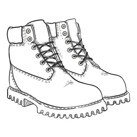 Sketch work boots vector illustration | Premium Vector #Freepik #vector #boots #black-shoes #men-shoes #leather-shoes Men Shoes Drawing, Shoes Design Drawing, Boot Sketch, Boots Sketch, Drawn Shoes, Boot Drawing, Boot Illustration, Uniform Illustration, Sketch Shoes