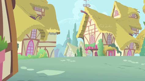 Ponyville is a town in Equestria, the main setting of the series My Little Pony Friendship is Magic, and home to the leading characters. Ponyville is first featured in the first episode and is the setting for most of the episodes. Friendship is Magic is the first episode to show that Ponyville is bordered by the Everfree Forest. In Dragonshy, a mountain is within walking distance of the town. Mlp Bases, Mlp Base, My Little Pony Wallpaper, Cartoon World, My Little Pony Drawing, Sunset Shimmer, Mlp Pony, Cartoon Background, Pony Drawing