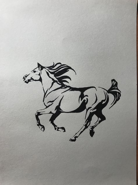 Scary Horse Tattoo, Running Horse Tattoo Design, Black Horse Tattoo Design, White Horse Tattoo Ideas, Woodcut Horse Tattoo, Horse Zodiac Tattoo, Unique Horse Tattoos, Horse Inspired Tattoos, White Horse Tattoo