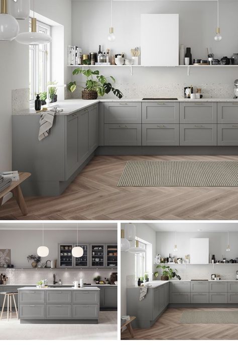 Lerhyttan Kitchen Ikea Grey, Ikea Lerhyttan, Light Grey Shaker Kitchen, Grey Shaker Kitchen, Bungalow Kitchen, Grey Kitchen, Ikea Kitchen, Interior Inspo, Kitchen Stuff