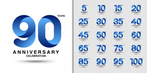 Modern anniversary celebration logotype set. Premium Vector Corporate Anniversary, Logo Design Agency, Yearbook Themes, First Birthday Cards, Birthday Card Drawing, 40th Birthday Invitations, Happy Birthday Lettering, Logo Number, Anniversary Logo