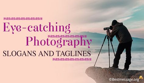 Catchy photography slogans, Great taglines ideas and quotes. Use these funny photography slogans in English to make your pictures more impressive. Photography Taglines, Photography Slogans, Photography Quotes Funny, Photography Hashtags, English Slogans, Business Slogans, Slogan Quote, Photography Quotes, Photographs Ideas