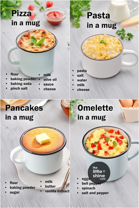 6 Easy Mug Recipes – Make pancakes, pizza, Omelette in a mug within 2 mins. Easy Mug Recipes Lunch, Pinterest Breakfast Ideas, 5min Breakfast Ideas, Easy Mug Food Recipes, Microwave Cup Recipes, Microwavable Breakfast Ideas, Pizza In A Mug Recipes, Cup Recipes Microwave, Microwave Dinner Recipes