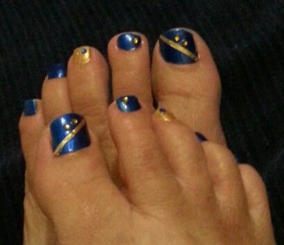 blue & gold Gold Toenails, Toenail Color, Toenail Designs, Pedicure Colors, Toe Nail Color, Blue And Gold, Toe Nails, Blue Gold, Color Design