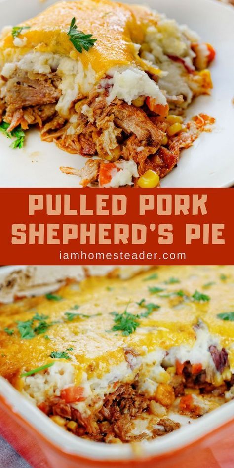 Shredded Pork Recipes, Pulled Pork Leftover Recipes, Pork Pulled, Pork Casserole, Pulled Pork Leftovers, Leftover Pork, Pork Dinner, Pulled Pork Recipes, Shepherd's Pie