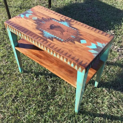 Funky Southwest Decor, Playroom Coffee Table, Aztec Furniture, Southwestern Furniture, Southwest Furniture, Southwestern Home Decor, Ranch Decor, Western Furniture, Southwest Decor