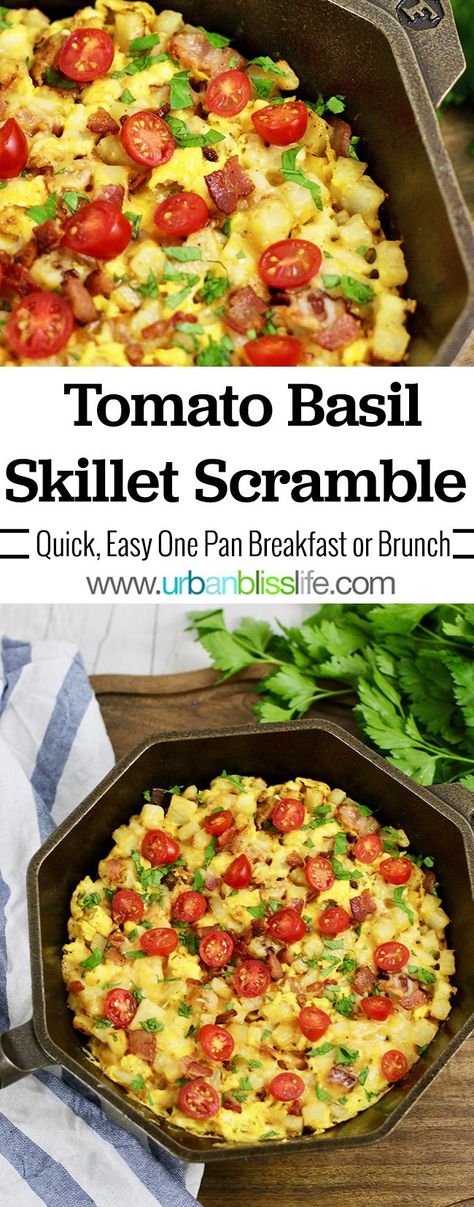 Breakfast Skillet Recipes, Breakfast Skillet, Breakfast Eggs, Recipe Breakfast, Best Breakfast Recipes, Egg Breakfast, Tomato Basil, Tomato Recipes, Breakfast Recipe